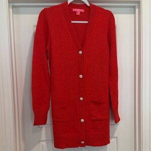 Lilly Pulitzer Red Cardigan with Button Detail
